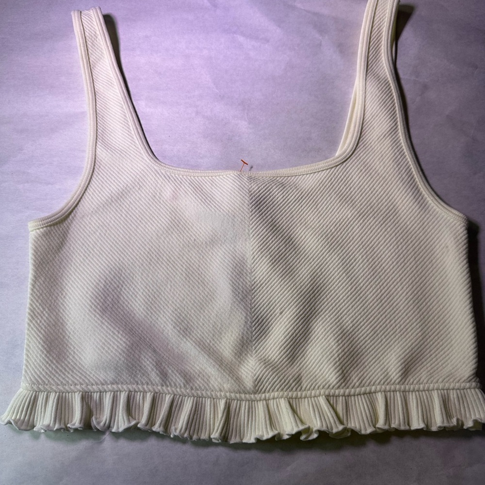 Zara Cream Ruffled Crop Top - Picture 4 of 5